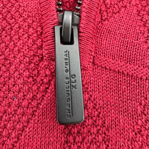 Shaquille O’Neal XLG red texture quarter zip pullover sweater 2XLT long sleeve - Picture 4 of 10